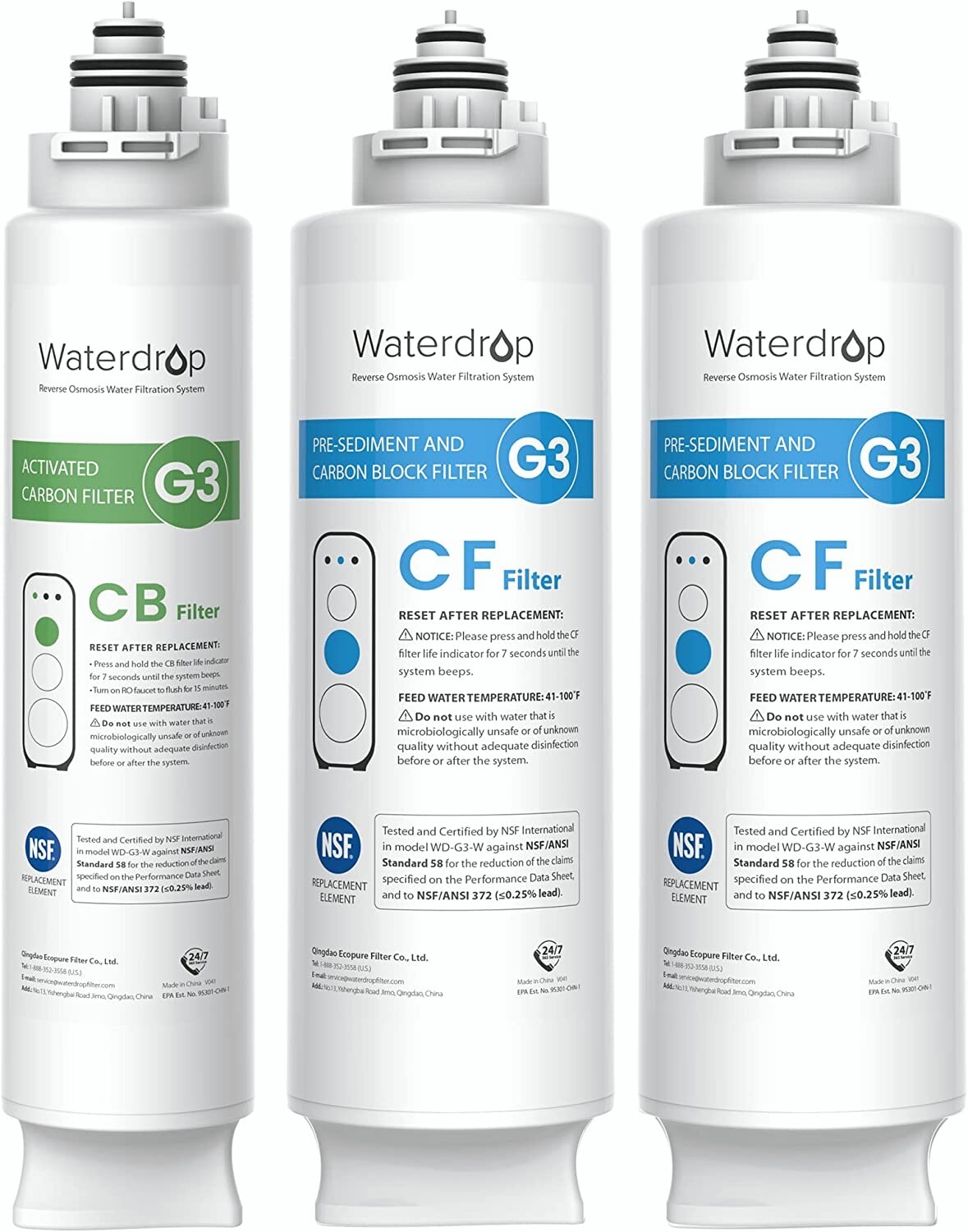 Waterdrop G3 Tankless Reverse Osmosis Water Filtration System, with 6 Filters
