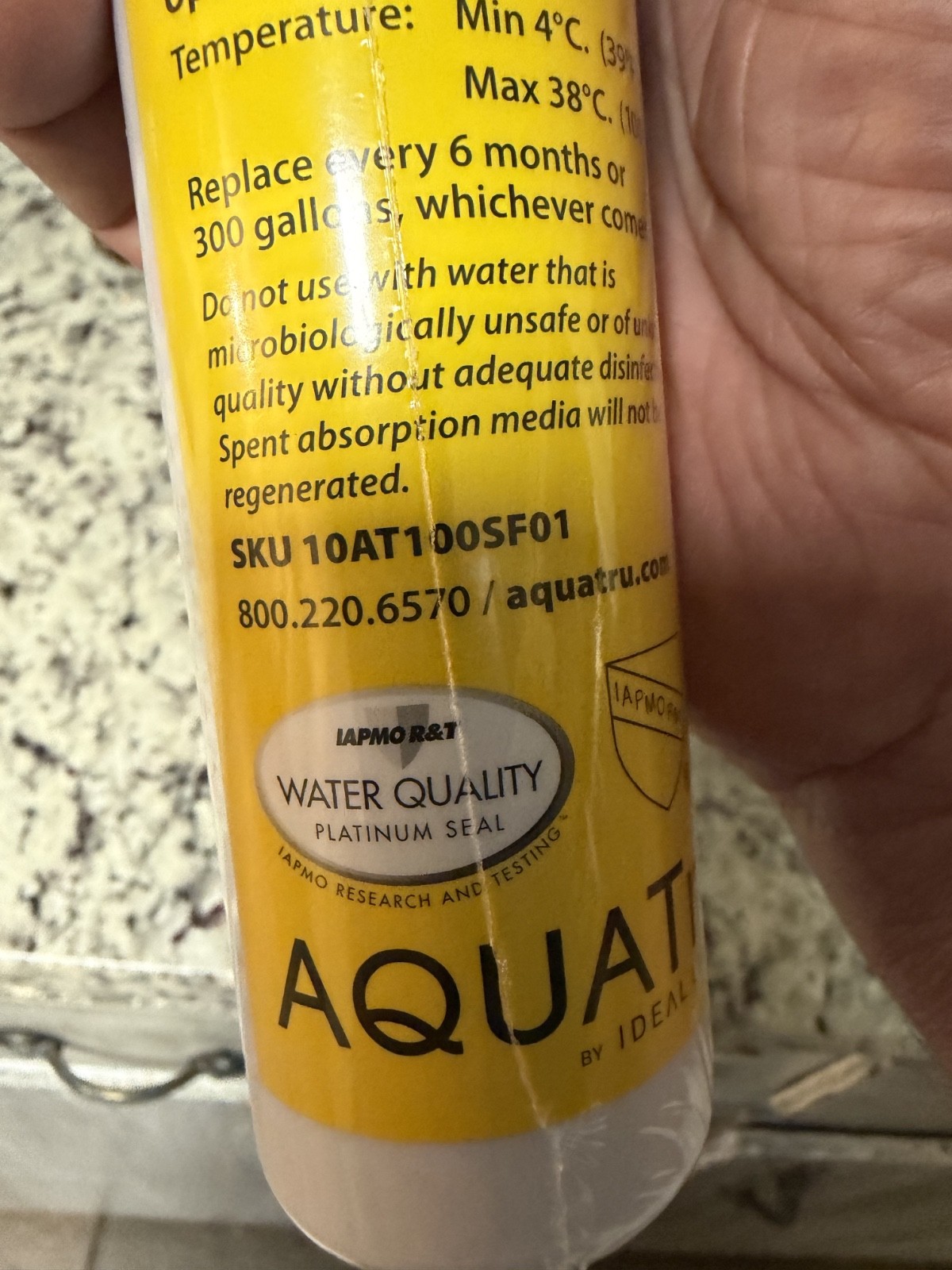 AquaTru Pre Carbon Filter- Use on Carafe SKU 10AT100SF0 Open Box – Filter Sealed