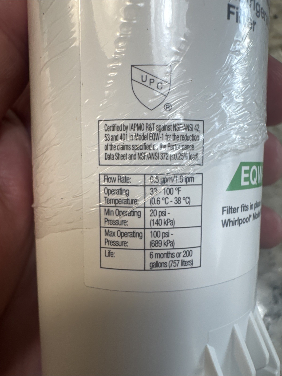 2 pack HDX EQW-1 Refrigerator Water Filter 1010 871 993