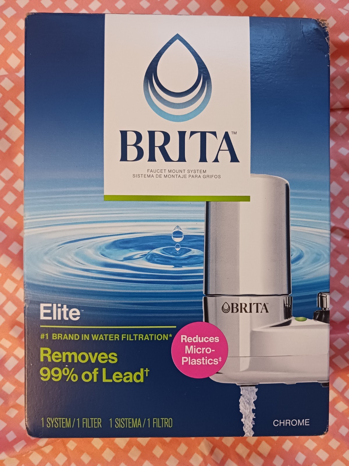 BRITA Elite Faucet Mount Filtration System Water Purification Chrome NEW