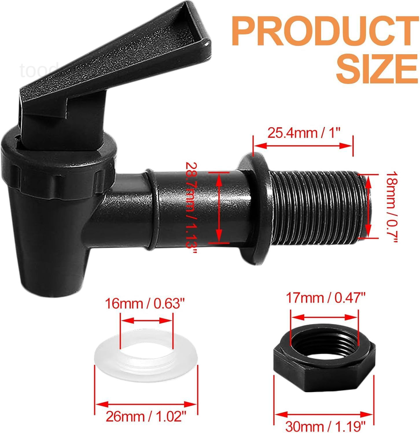 2Pcs BPA-Free Replacement Cooler Faucet, Black Plastic Water Spigot