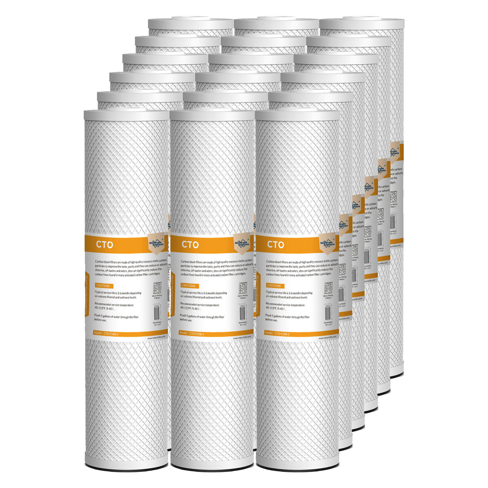 1-18 Pack 20″x4.5″ 5 Micron CTO Carbon Block Water Filter Whole House Cartridges