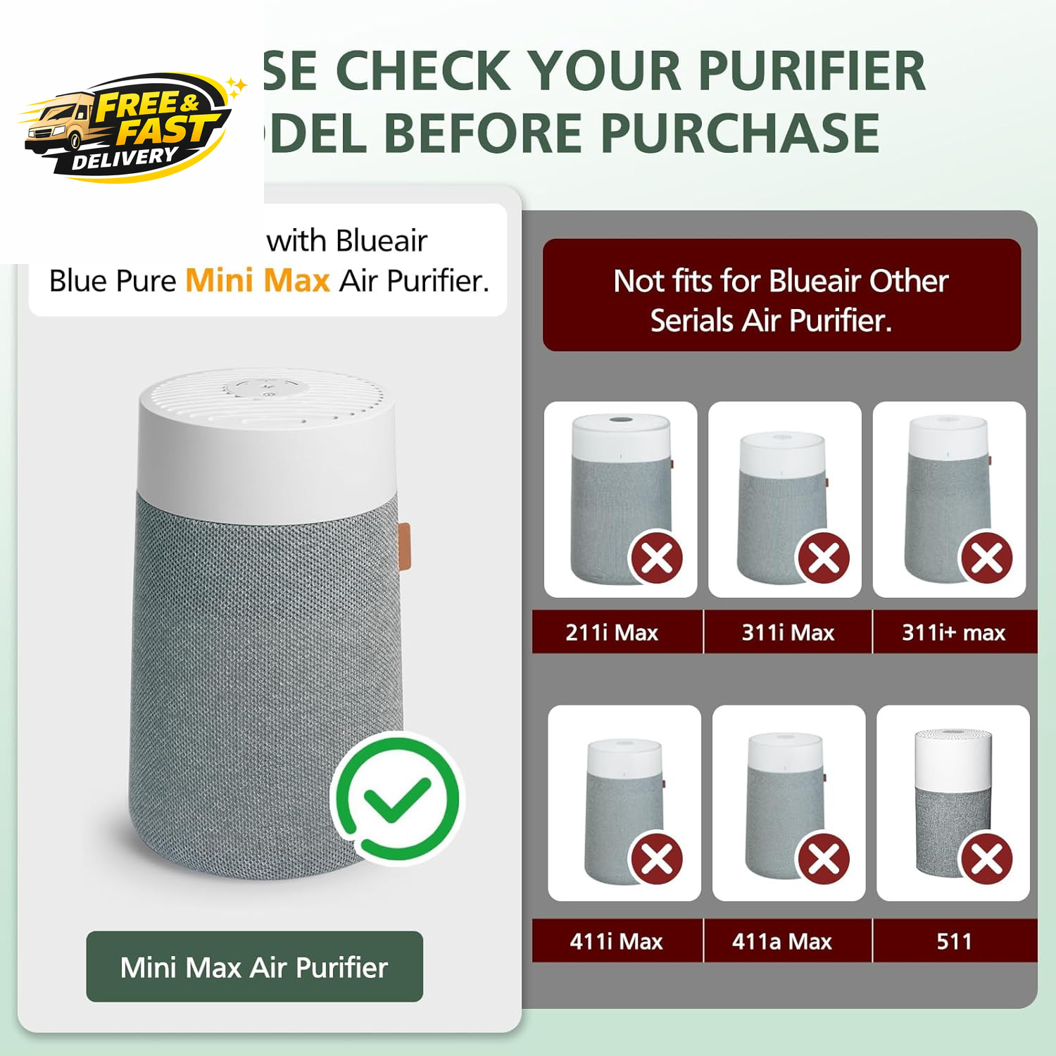 4 Pack Mini Max Replacement Filter Compatible with Blueair Blue Pure Mini Air ,