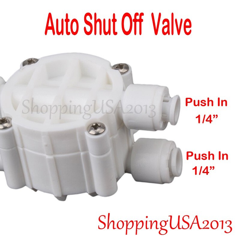2 Pieces 1/4-1/4 Auto Shut Off Valve Quick Connect Push In Water Filter System