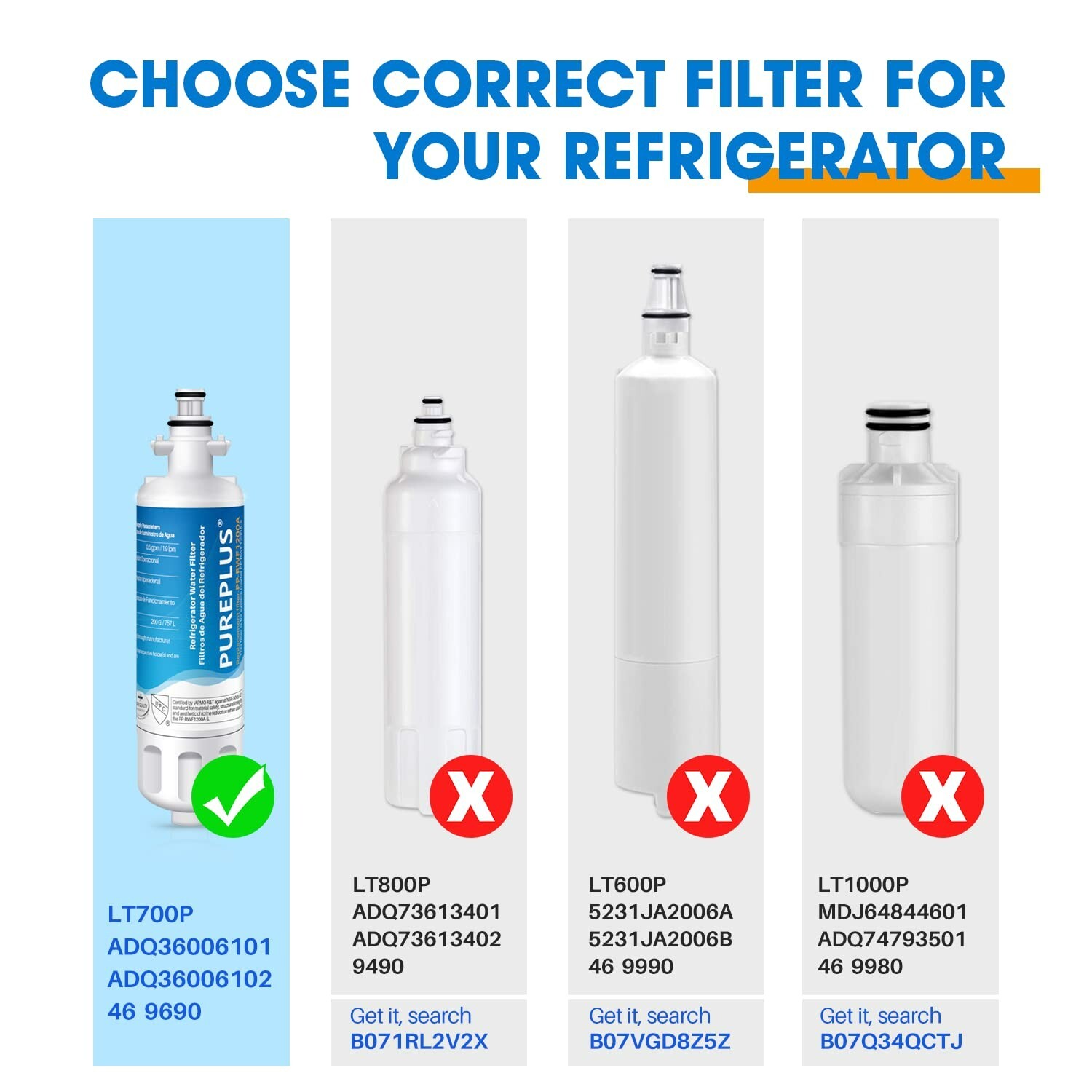 4 PACK Fit For LG Kenmore Elite 9690, ADQ360061 Water and Air Filter