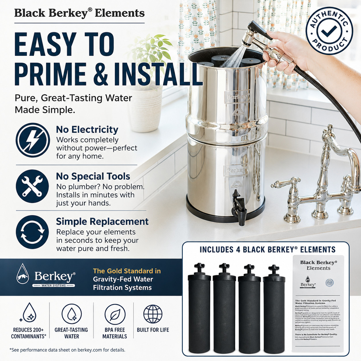 Berkey Authentic Black BB9-2 Water replacement Filters For Berkey 4 PACK