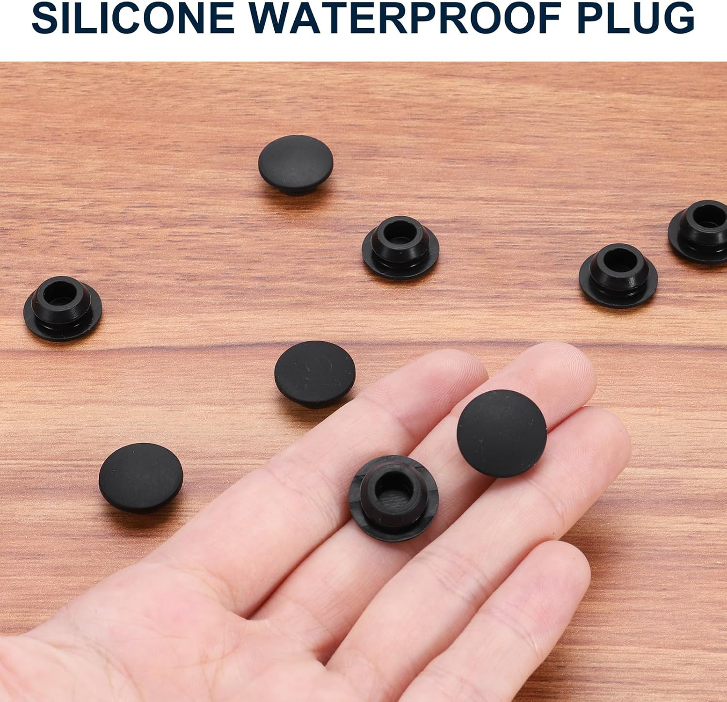 10Pcs 7/16 Inch Black Button Hole Plugs – Fit 10Mm Hole, Snap-In Locking, Waterp