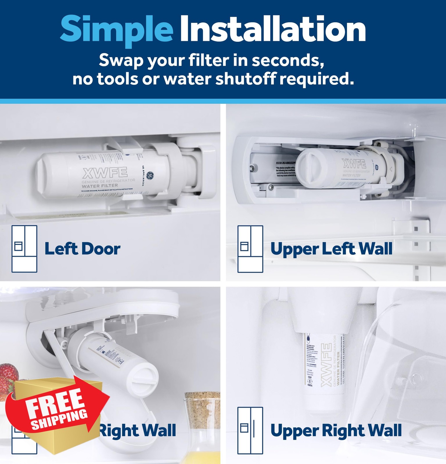 GE XWFE Refrigerator Water Filter 2 Pack
