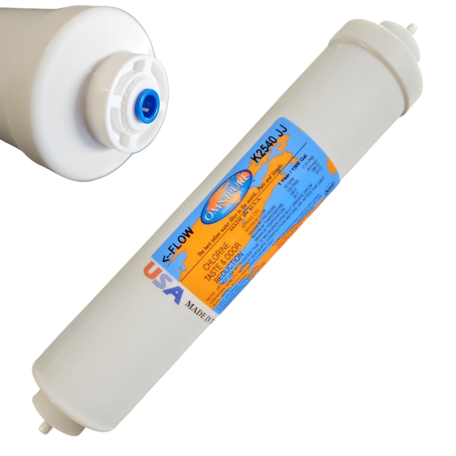 Omnipure K2540-JJ Carbon filter for Chlorine and Taste 10″x 2″ for 1/4″ QC 3-PK