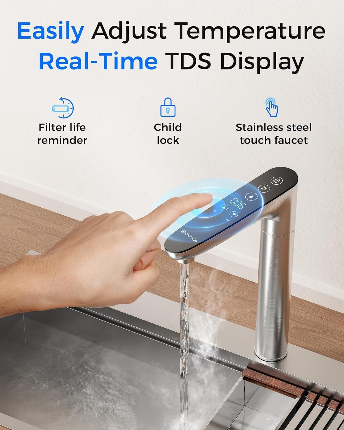 Waterdrop Reverse Osmosis System, Instant Hot Water Dispenser, 600 GPD