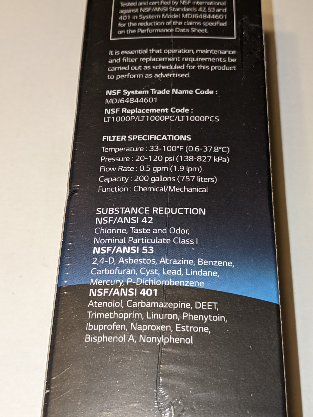 LG LT1000P Water Filter Replacement Cartridge LT1000PC/PCS – NSF (A13) New Seale