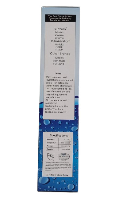 Best Choice BCF49 Refrigerator Water Filter For Sub-Zero 4204490 NEW! 4 PK