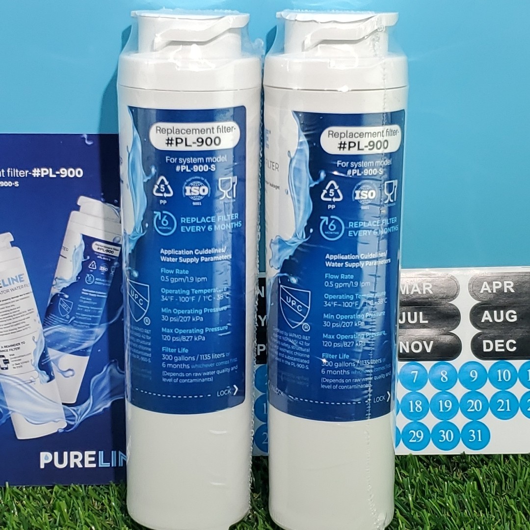 2 PureLine Refrigerator Water Filter PL-900 for System PL-900-S Replaces GE MSWF