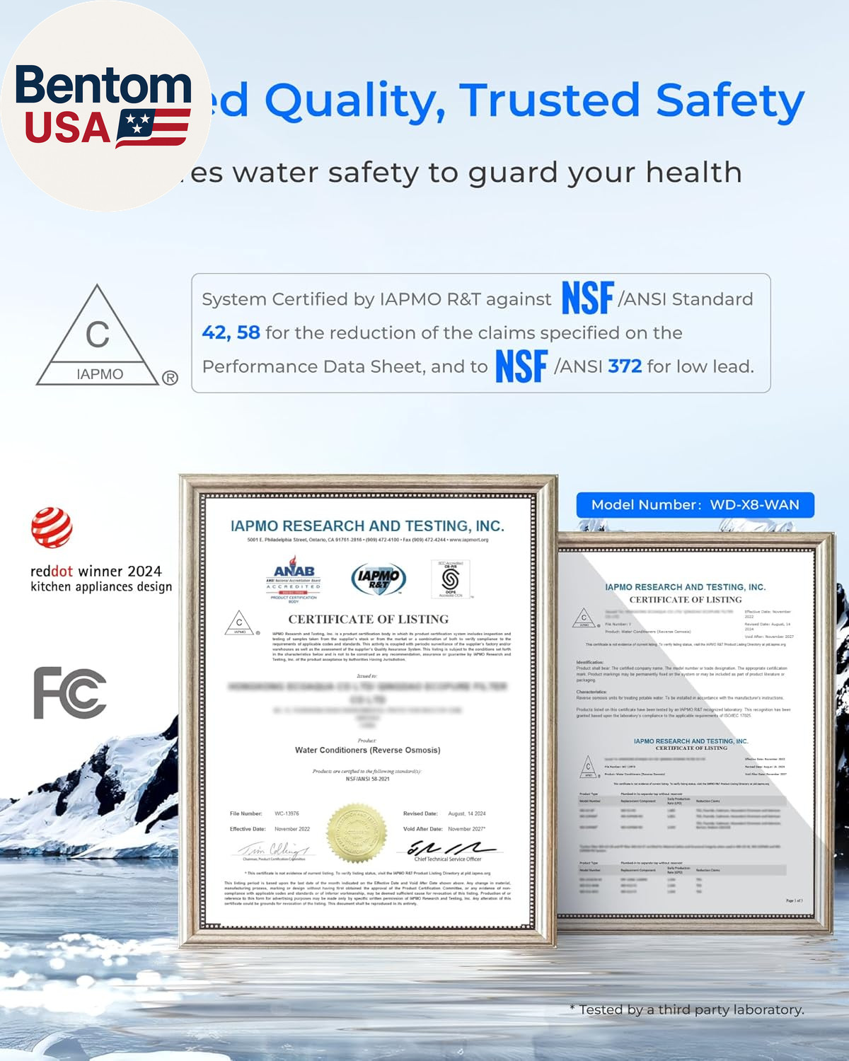 X8-WAN Alkaline Mineral Tankless Reverse Osmosis System, NSF/ANSI 42&58&372 Cert