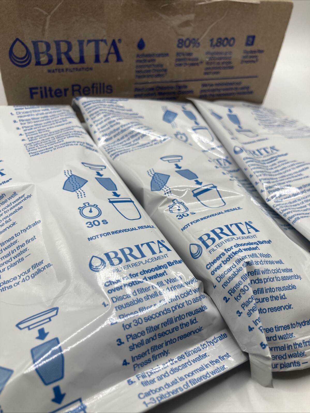 BRITA Refillable Water Filtration System Filter Refills 3 Count, Sealed Pack