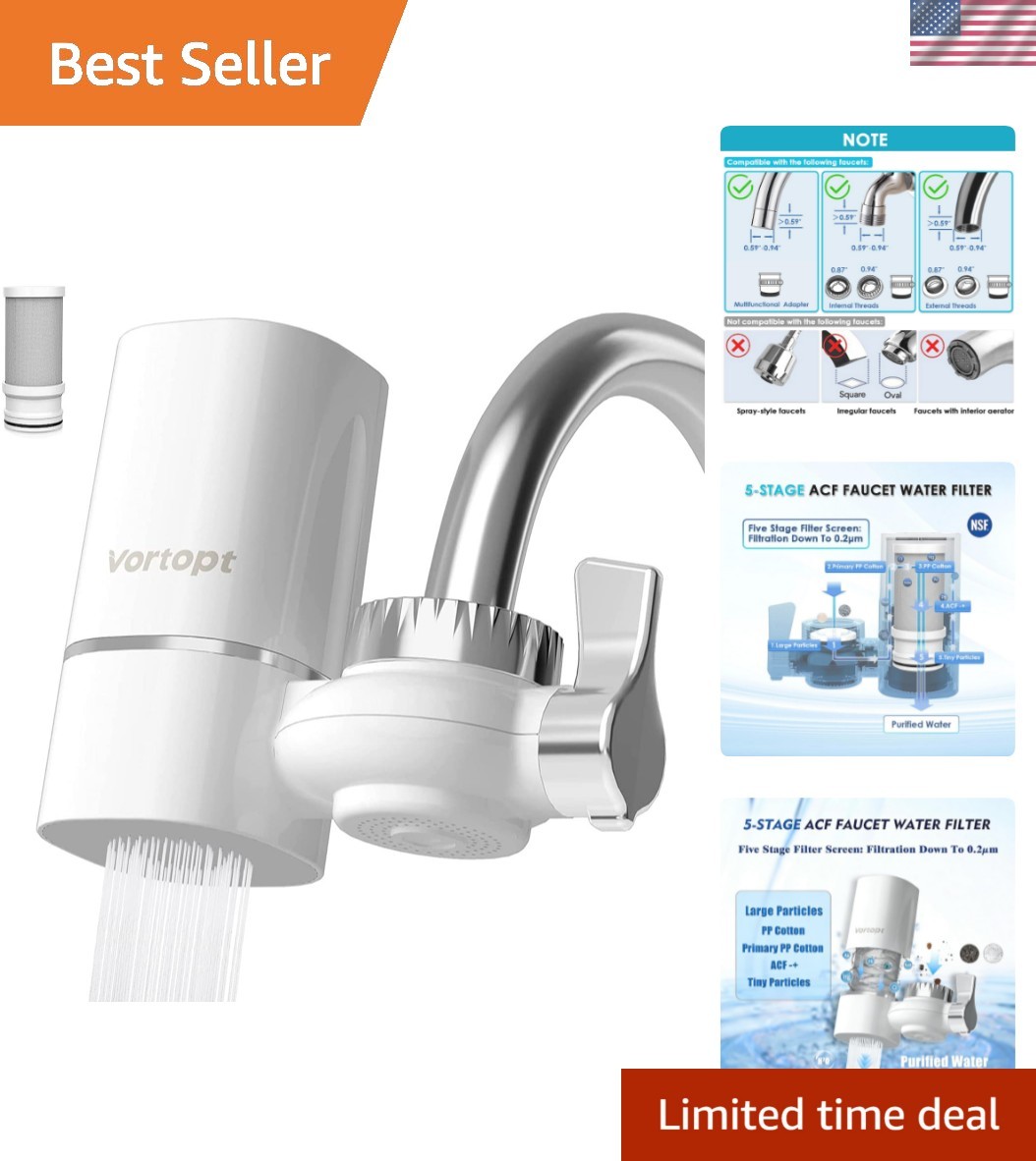 Faucet Water Filter for Sink, Rapid Flow – 400 Gallons Faucet Mount Water Fil…