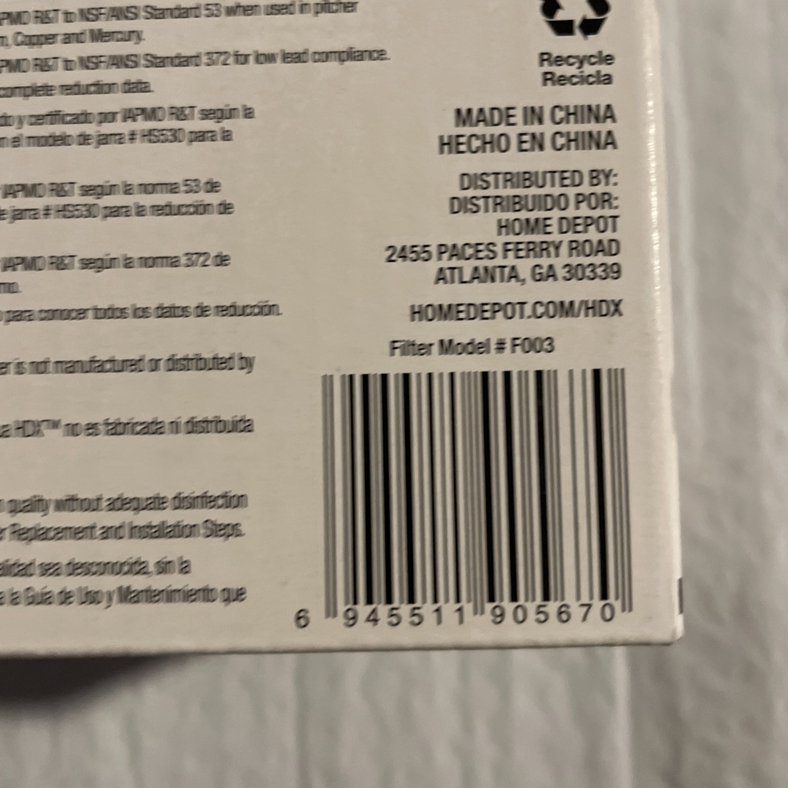 HDX F003 8-Pack Universal Water Filter Cartridges (Compatible W/ Brita Pitchers)