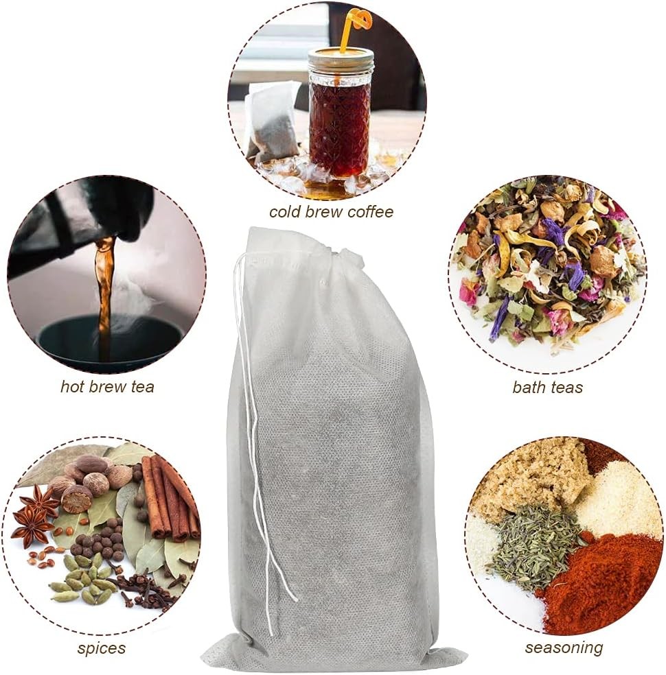 50pcs No Mess Cold Brew Bags, 6×10 inch Disposable Coffee Filter