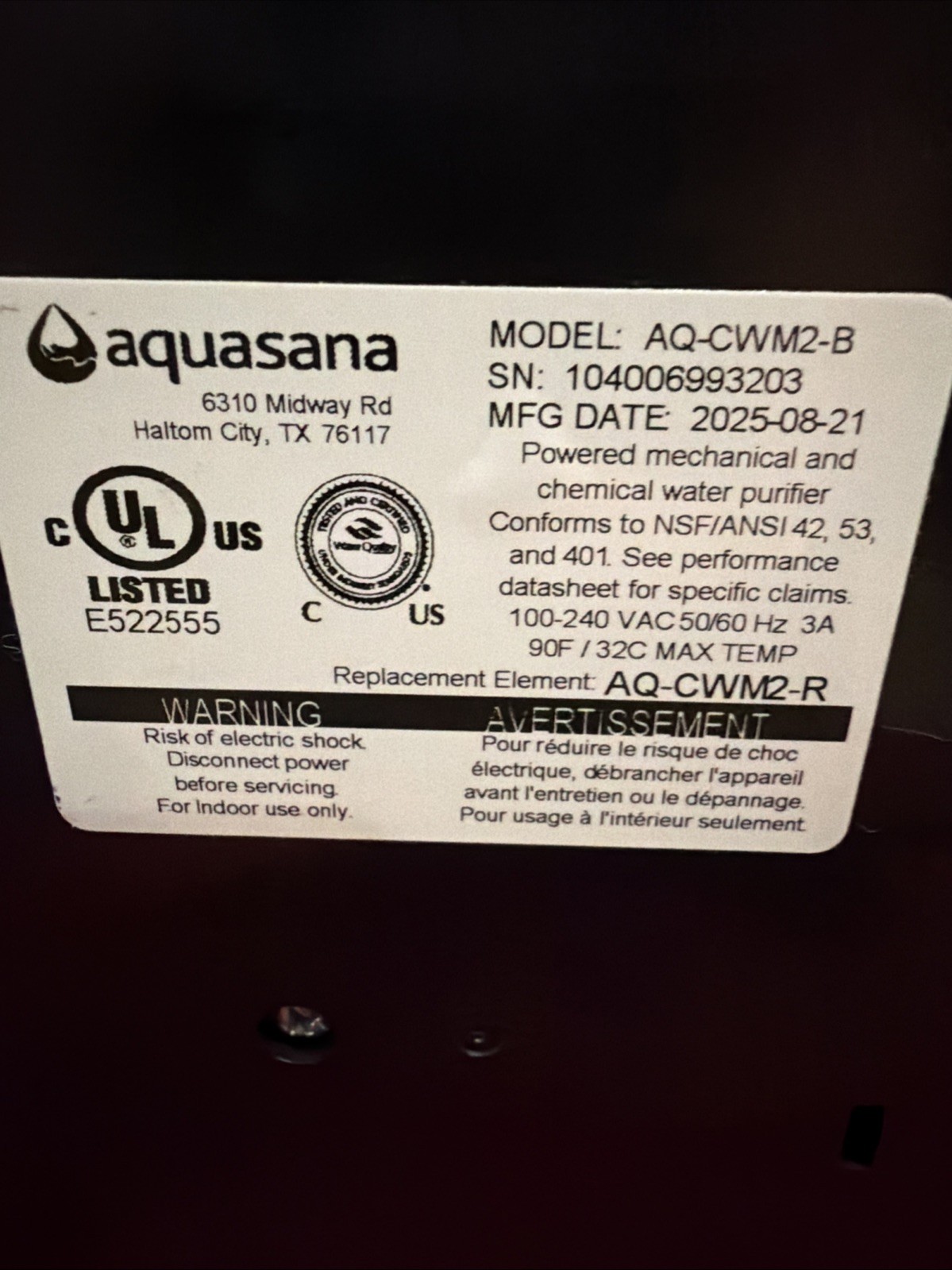 Aquasana Countertop Clean Water Machine Model # AQ-CWM2-B-Q – Tested Works