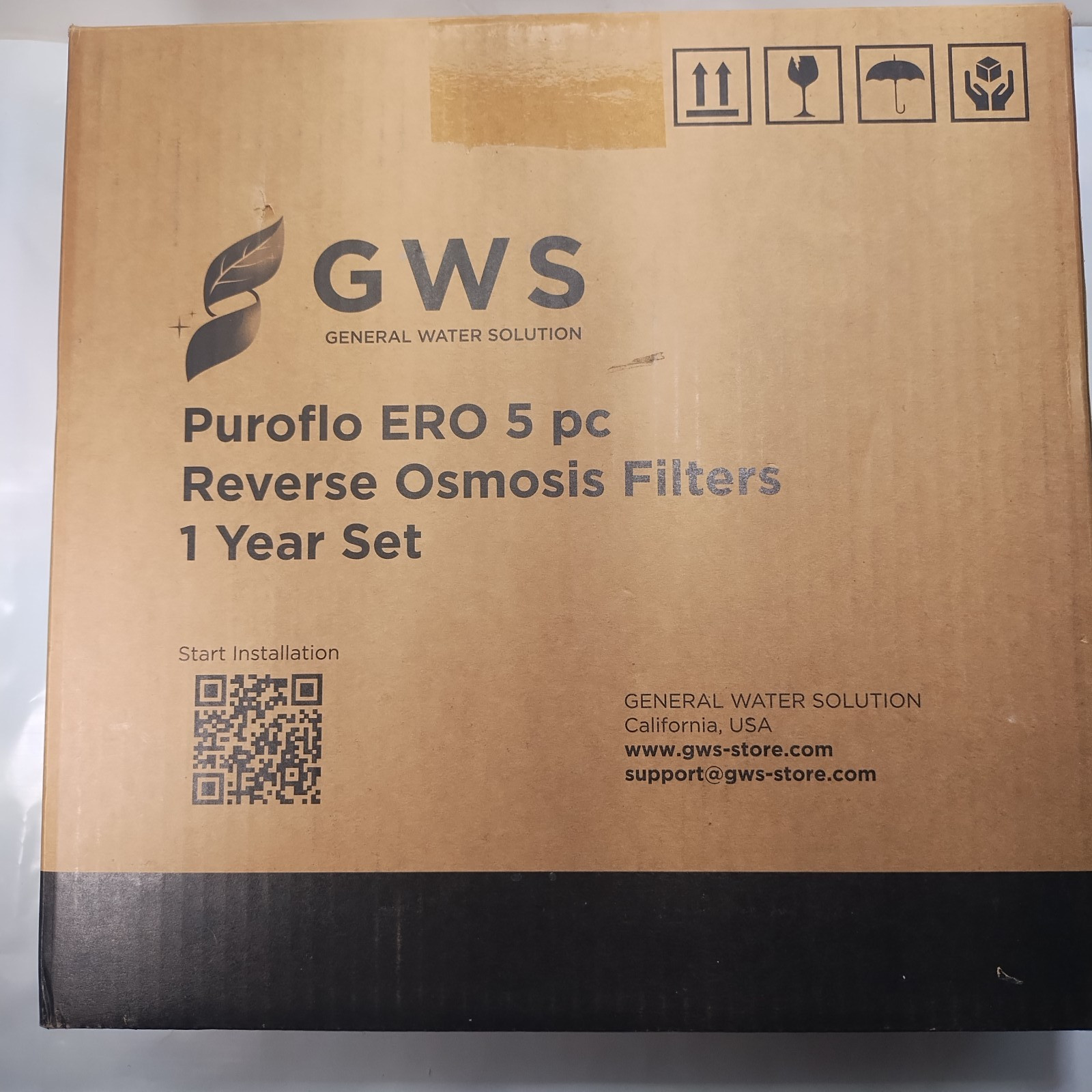 GWS Puroflo ERO Reverse Osmosis Filters, 5 Pcs, 1 Year Set, NEW Sealed, Open Box
