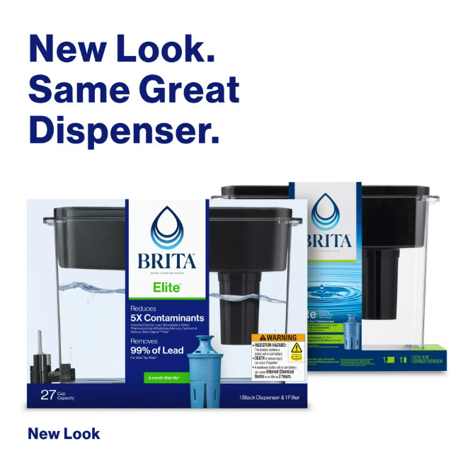 Brita Extra Large Ultramax 27-cup black water dispenser with 1 Elite filter