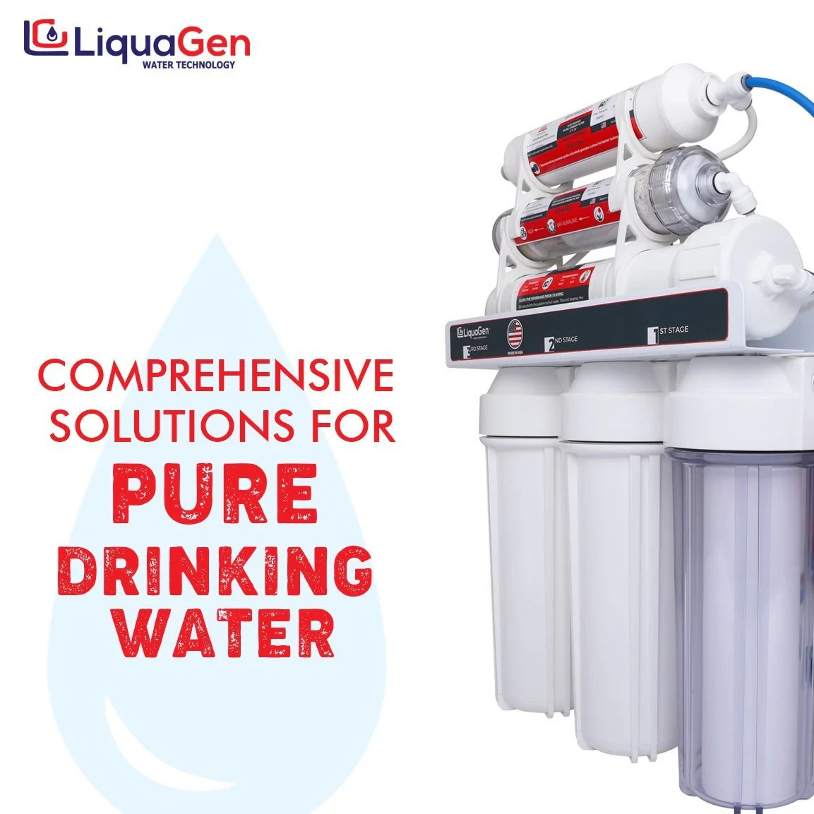 LiquaGen 6 Stage Under Sink Alkaline RO Water Filter System | pH Boost & -ORP