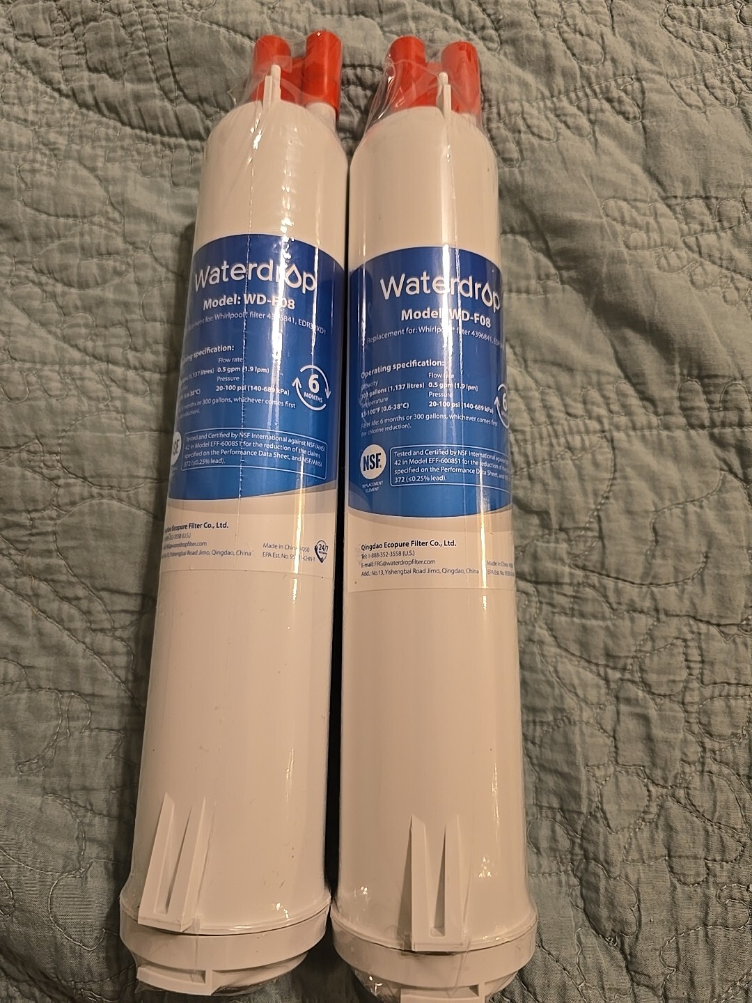 2 NEW Sealed Waterdrop WD-F08 Refrigerator Water Filter For Whirlpool