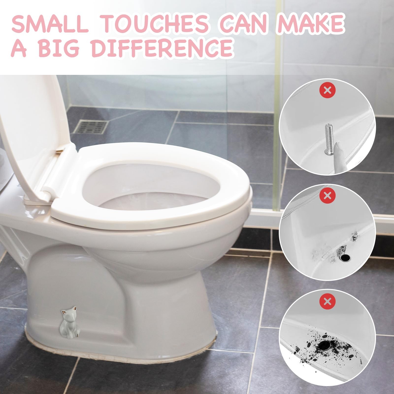 Decorative Toilet Bolt Covers – 4PCS Extra Tall Rust-Resistant Screw Caps