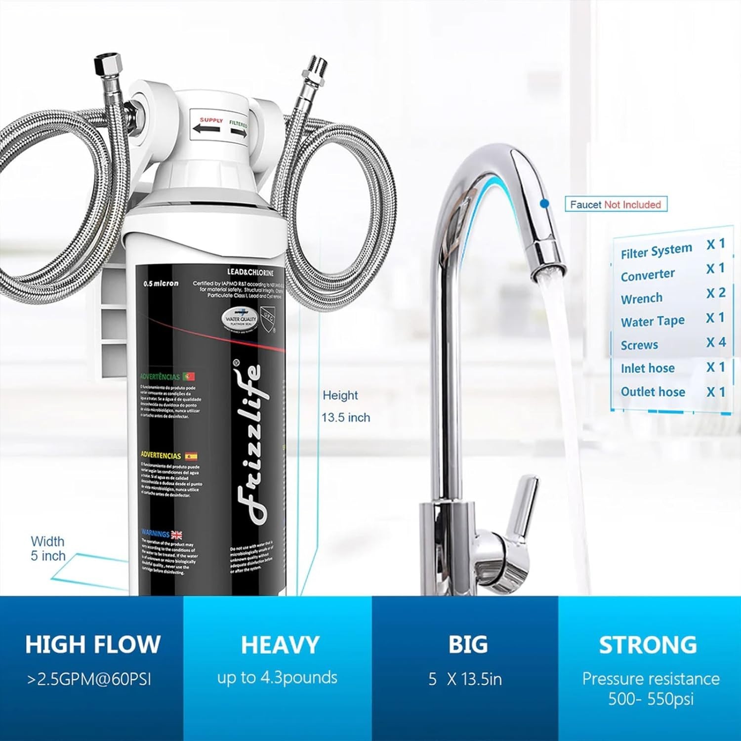 Under Sink Water Filter System – NSF/ANSI Certified, 2- Life, 0.5 Micron Filt…