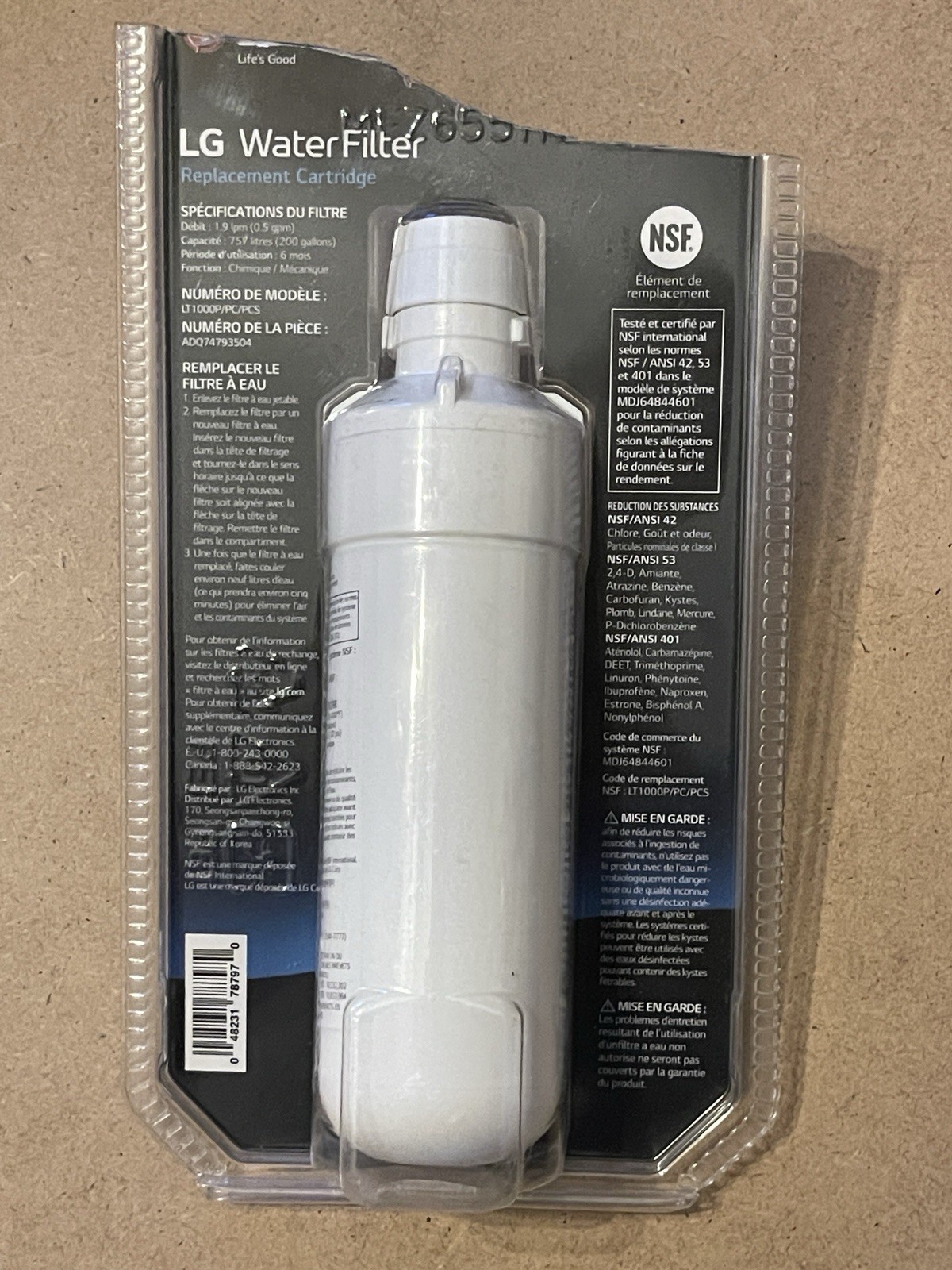Genuine LG LT1000P Refrigerator Water Filter ADQ747935 200 Gallon OEM