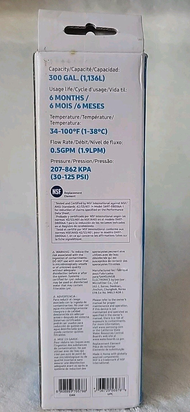 New Genuine Samsung DA29-00020B HAF-CIN/EXP Refrigerator Water Filter