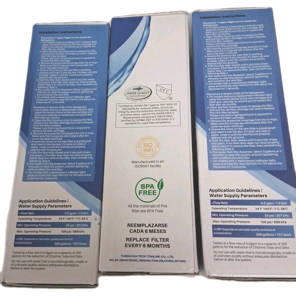 3x IcePure RWF6700A Water Filter for Multiple Refrigerators- White