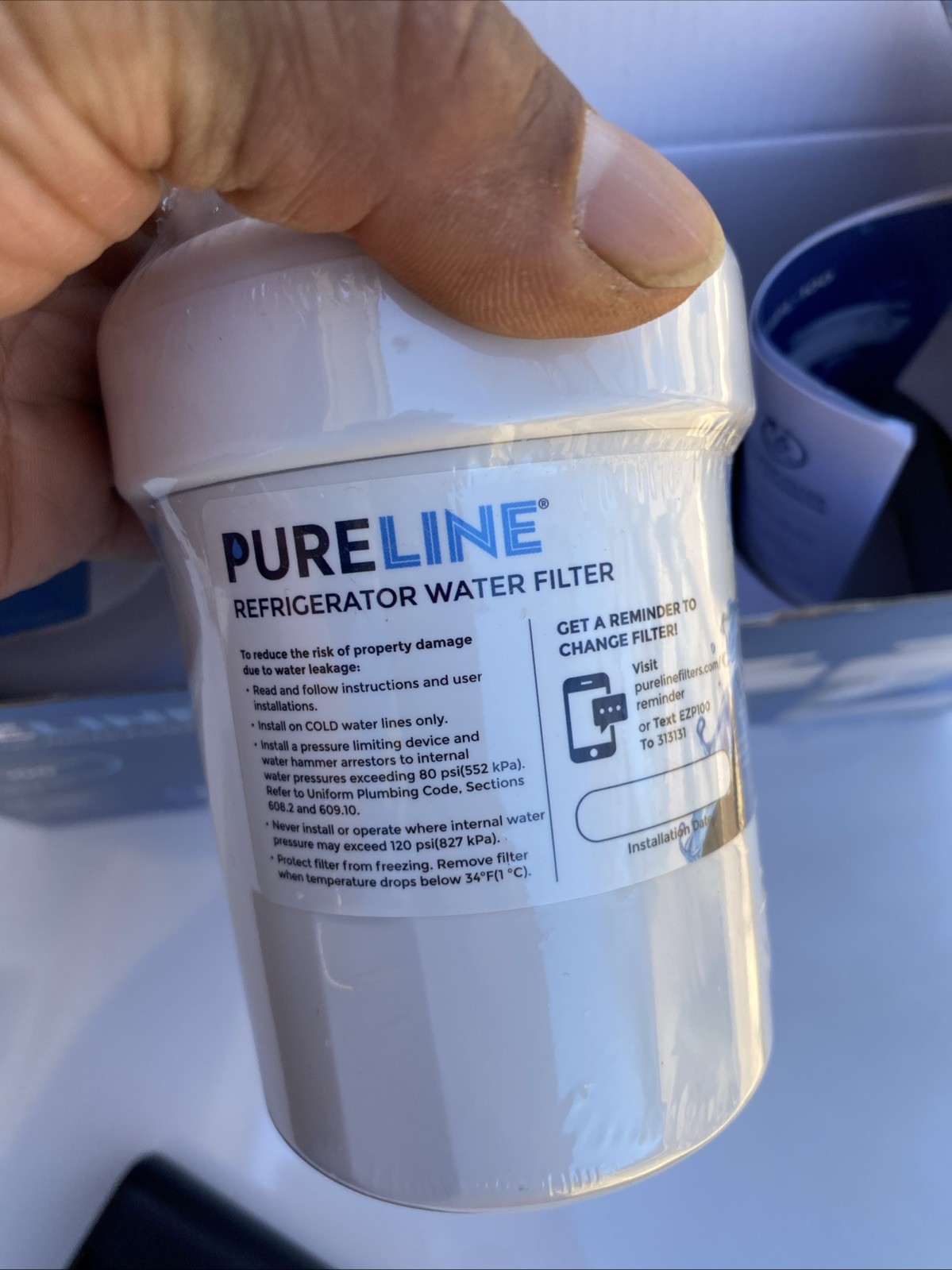 PURELINE Refrigerator Water Filter Model #PL-100-S. Lot Of 2. See Description