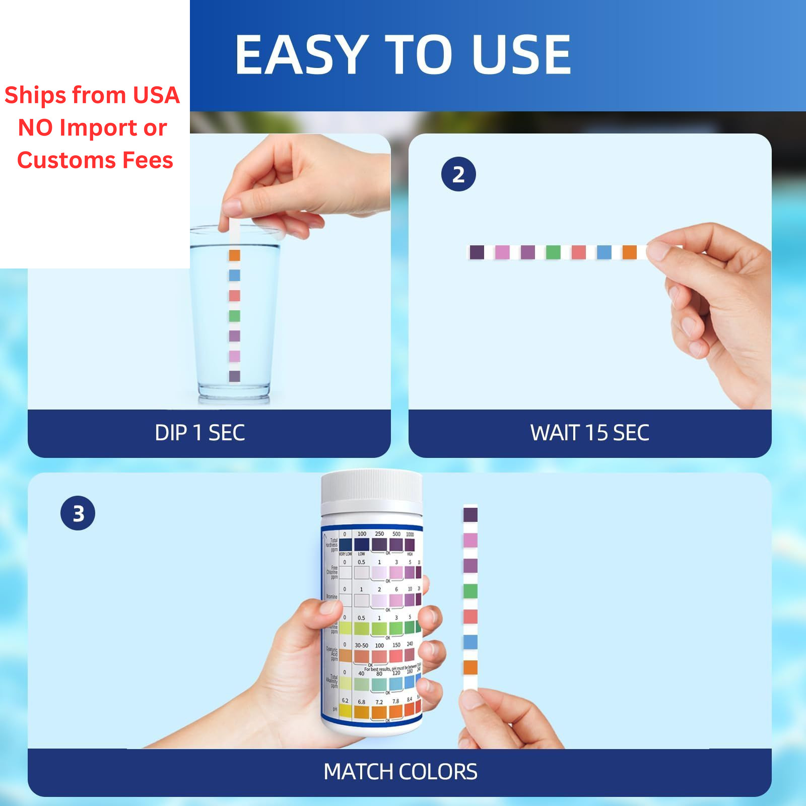 HYCHEK 7 in 1 Accurate Pool Test Strips, 150-Count Hot Tub & Spa 150