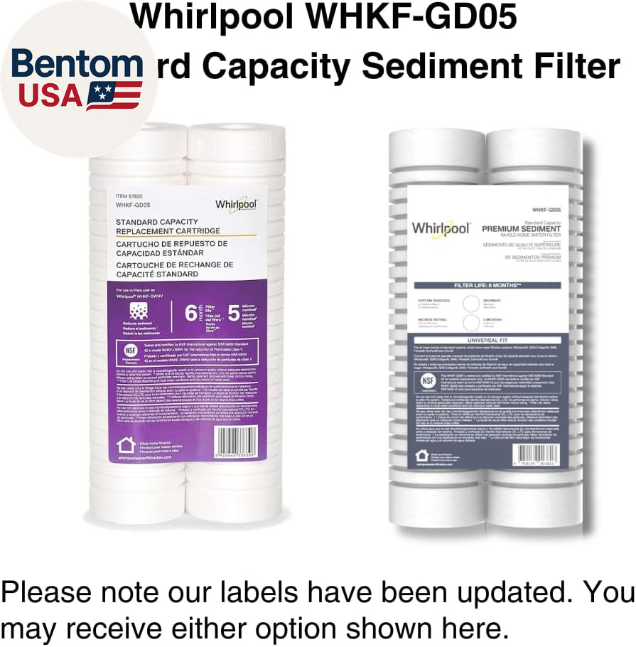 10″ X 2.5″ Whole Home Standard Capacity Sediment Filters WHKF-GD05, 5 Micron, 6-