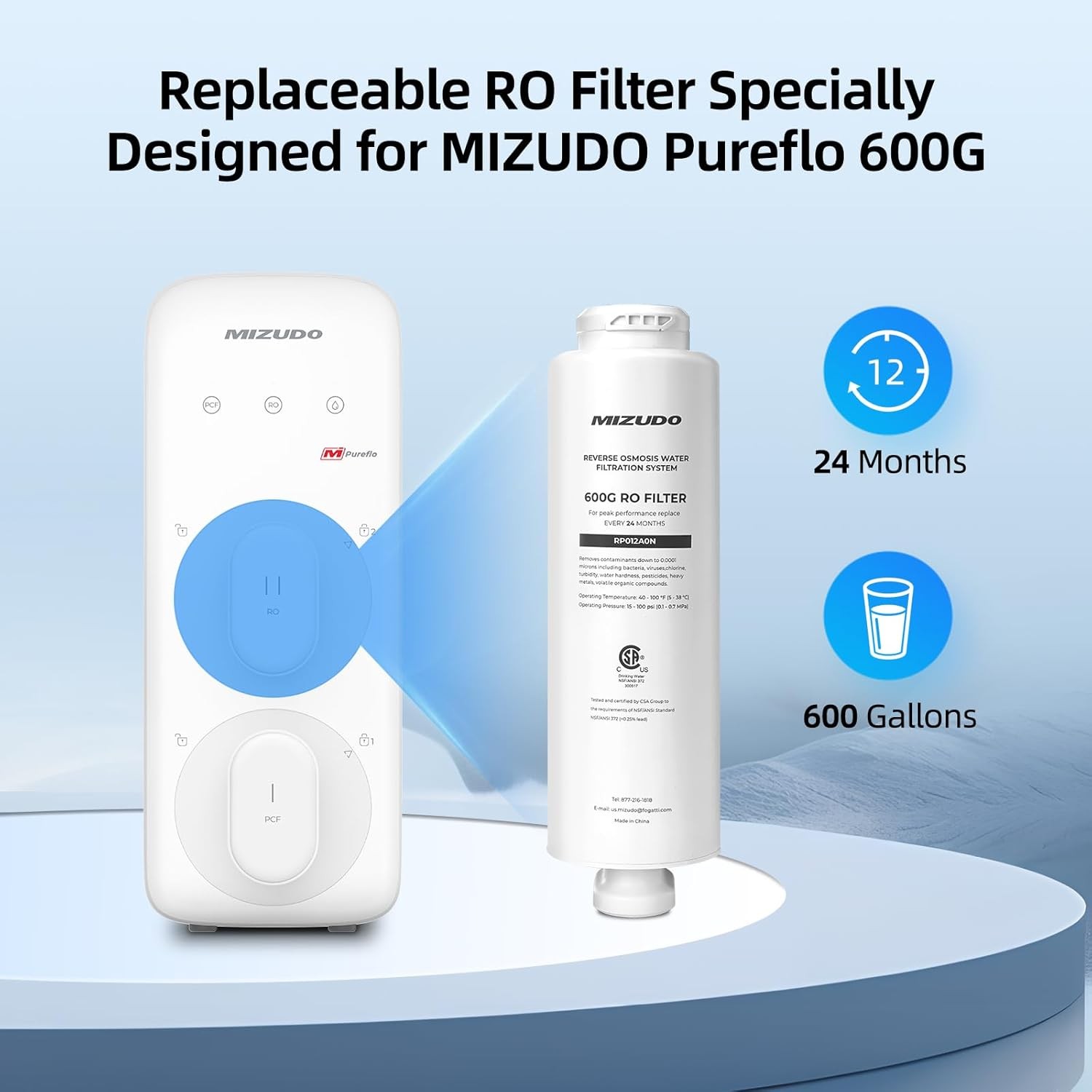 MIZUDO Replacement Filter, Replacement for *Megaflo Mini 600GPD Reverse Osmosis