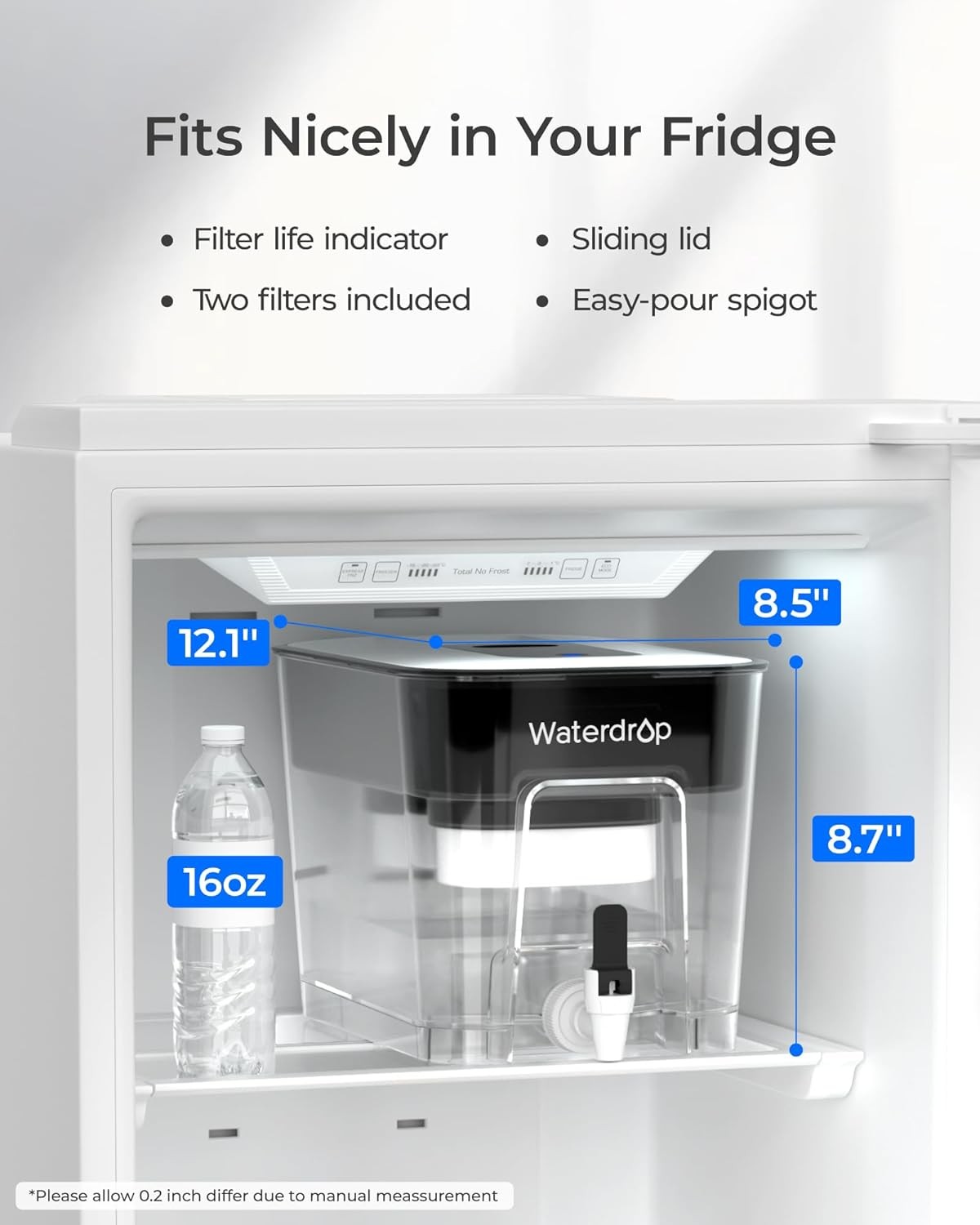 200-Gallon Long-Life 20-Cup Water Filter Dispenser with 1 Filter, black