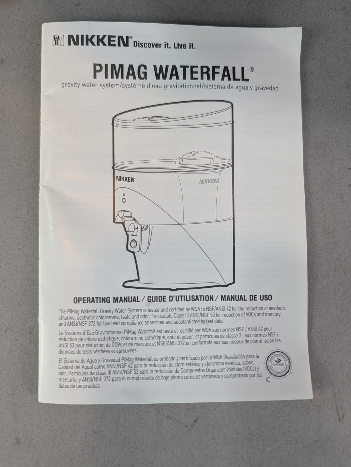 Nikken PiMag Waterfall Gravity Water Filter System – NEW FILTER NEW STONES