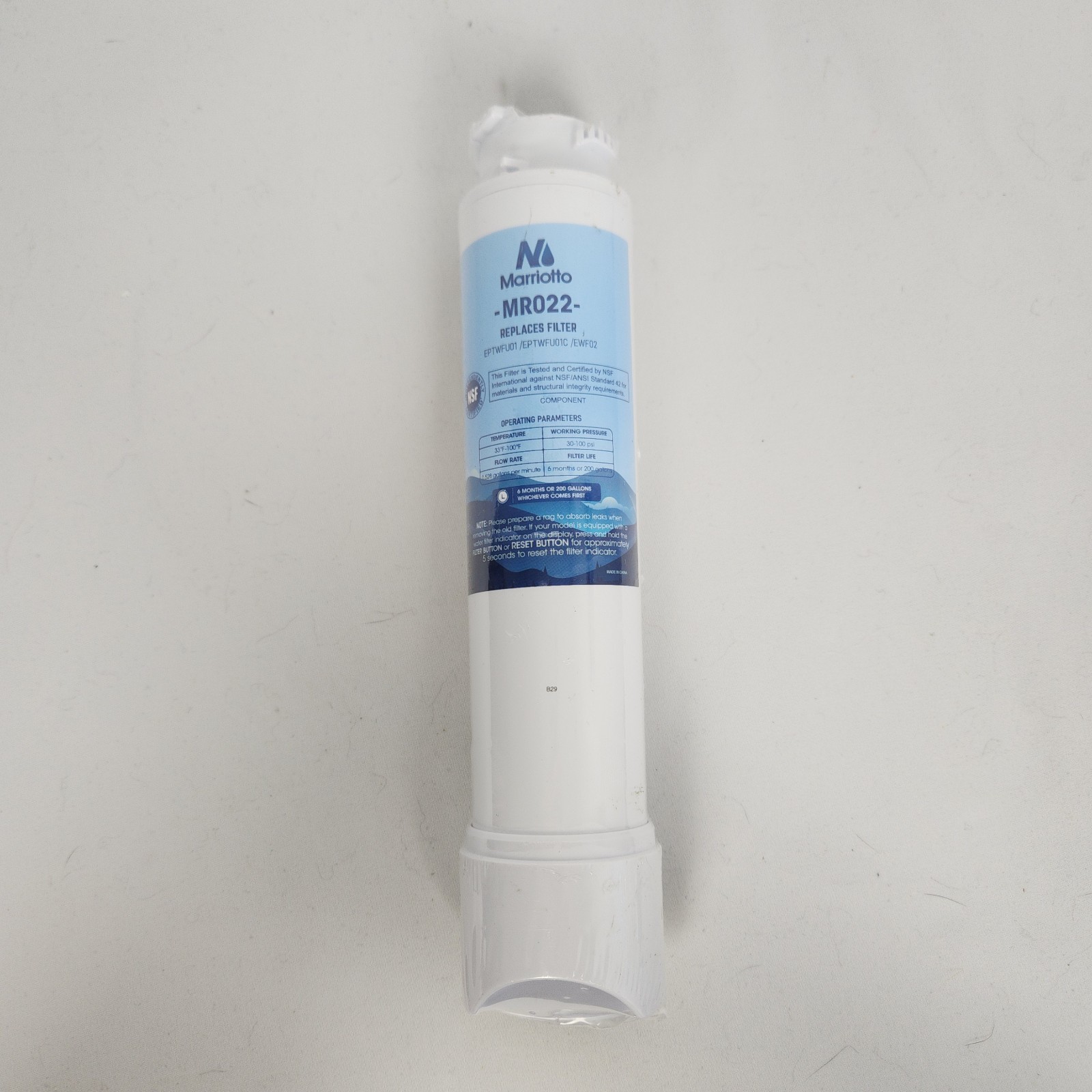 Marriotto MR022 Replacement Water Filter – New Sealed