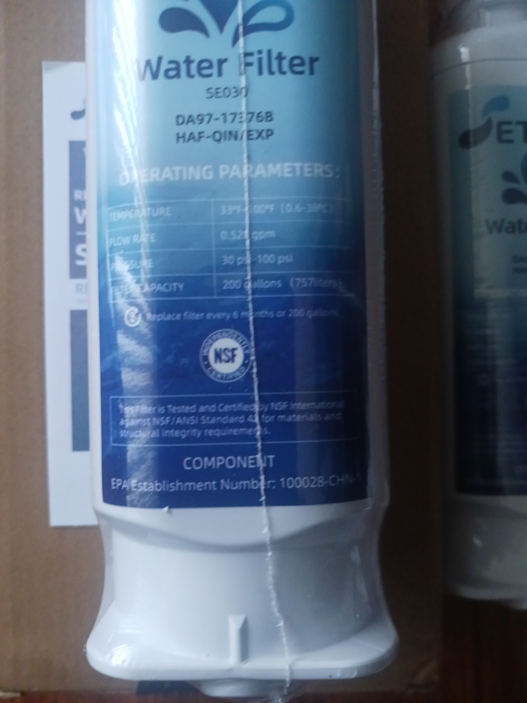 Etfeel Refrigerator Water Filter SE030 Replacement New Lot 2 6 Months