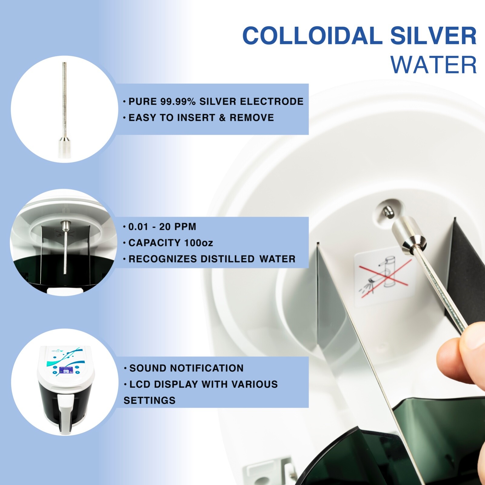 WaterAg 3in1 Water Ionizer | Alkaline Water Machine | Colloidal Silver Generator