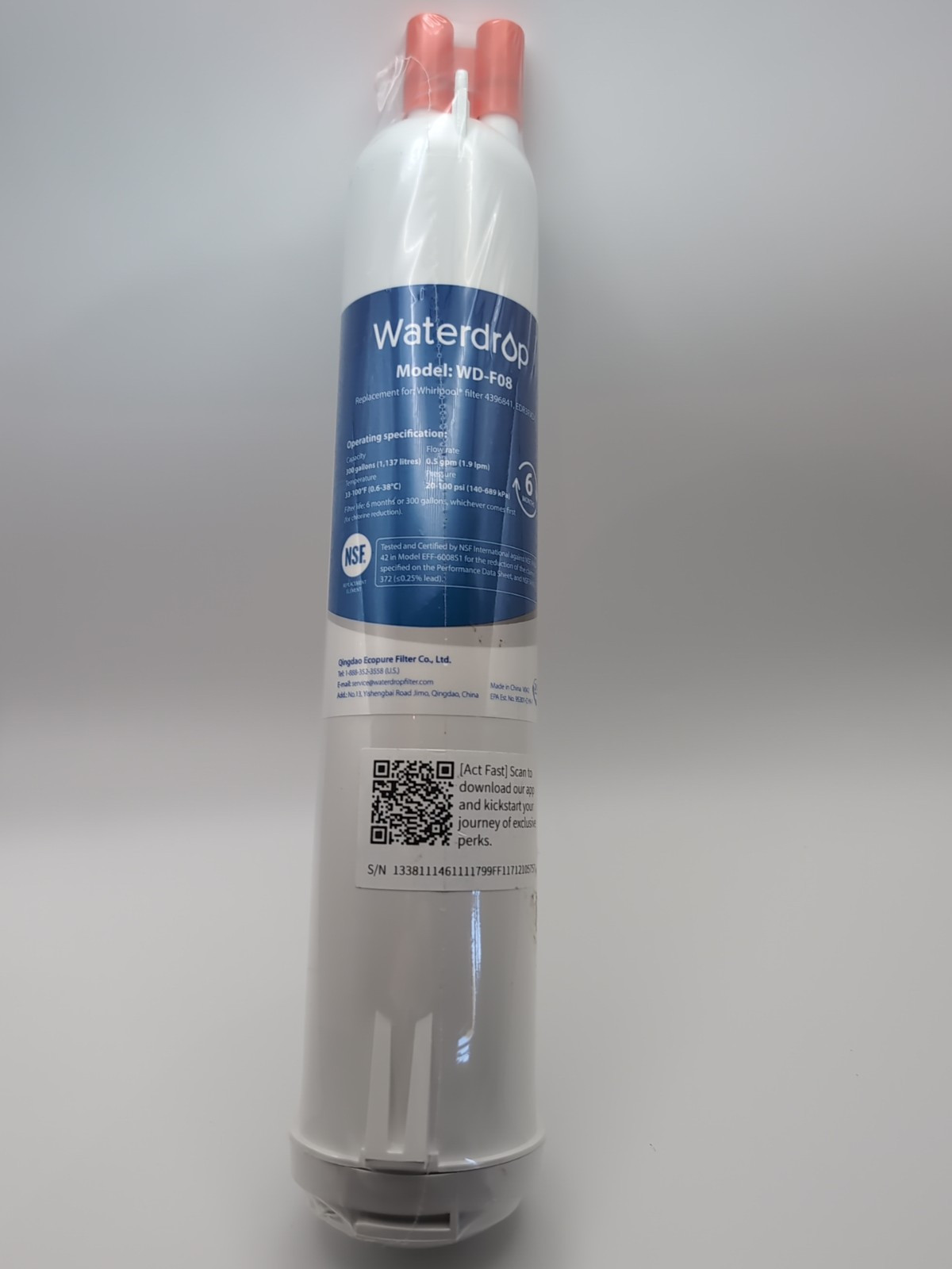 Waterdrop WD-F08 Refrigerator Water Filter, Fits Kenmore® 46-9083, 46-90309
