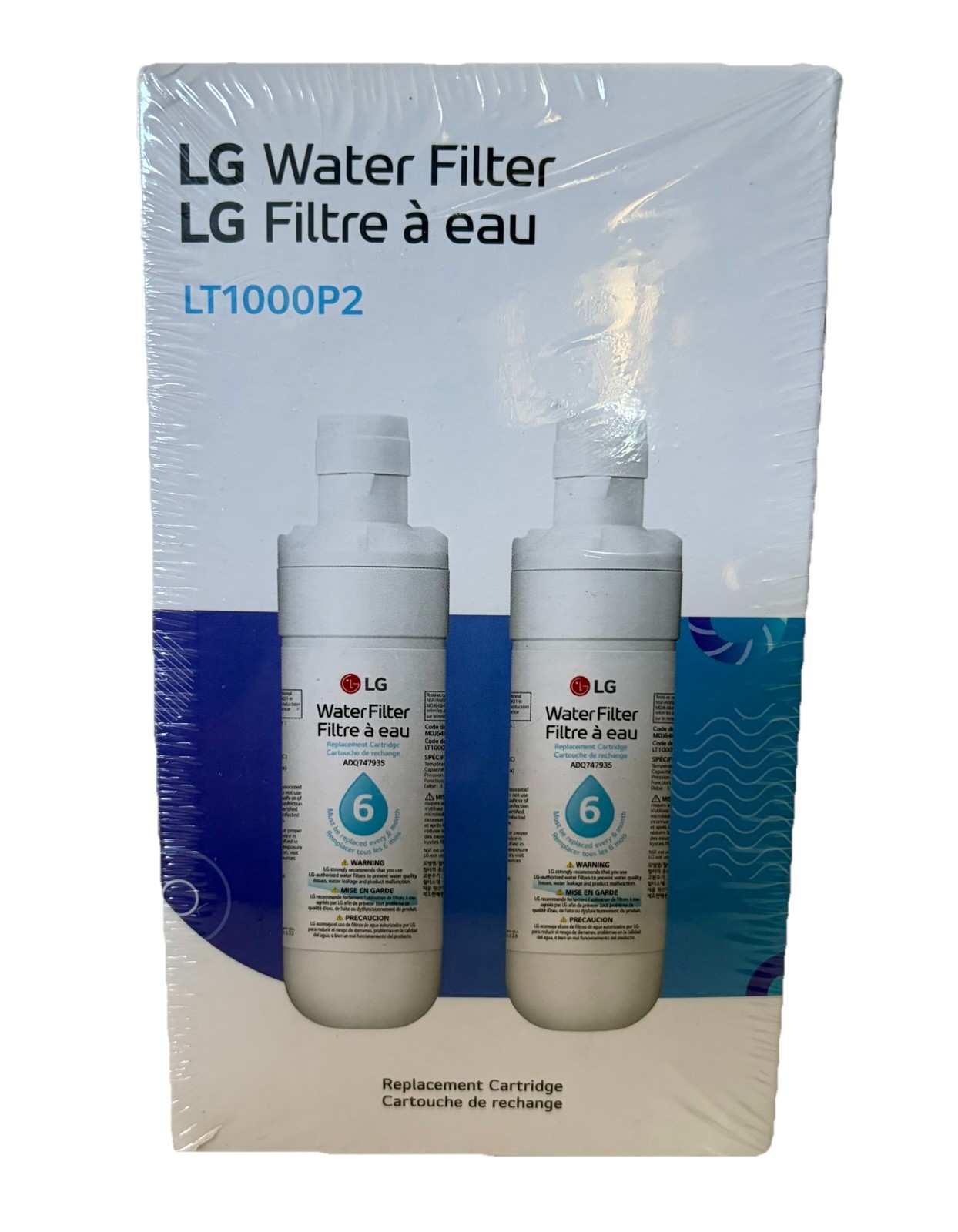 LG LT1000P2 Water Filter Replacement Cartridge 2 Pack OEM and SEALED