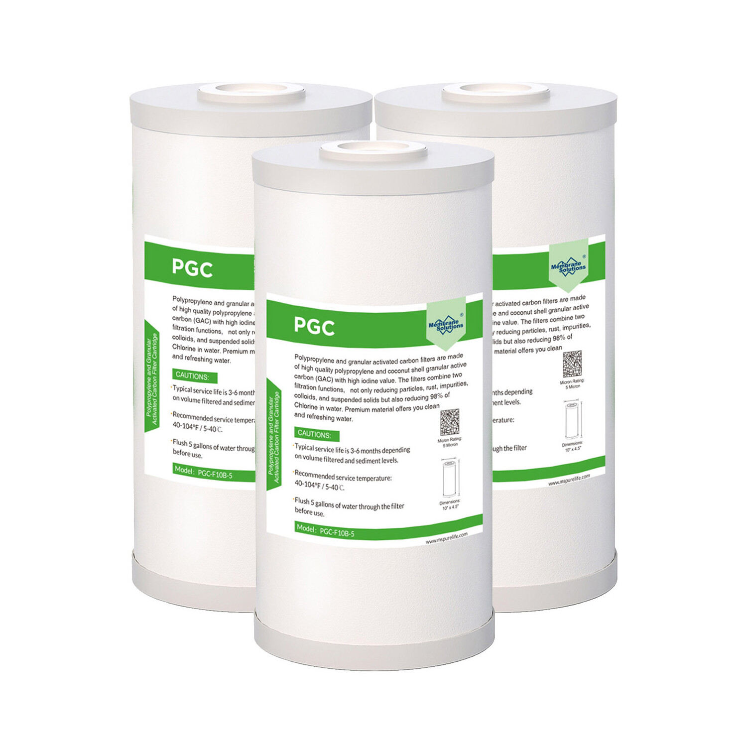 3Pack 10×4.5″ Whole House PP GAC Carbon Sediment Water Filter Cartridge 5 Micron