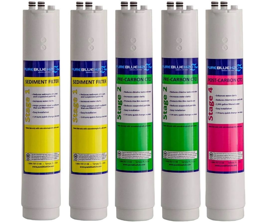 Pure Blue H2O Filter 5PC Reverse Osmosis Filter System Replacement Filters