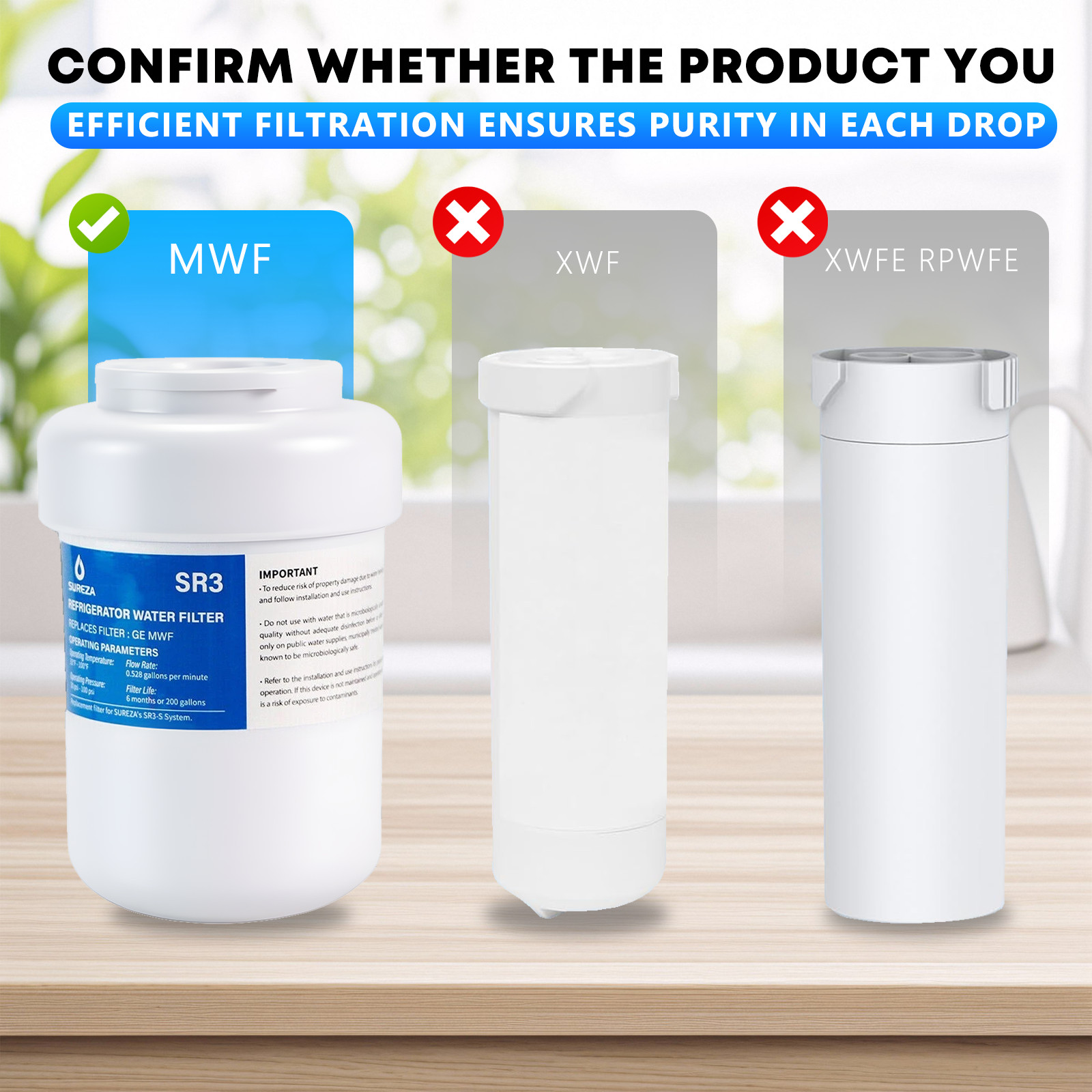 Fit for GE SmartWater MWF MWFP HDX FMG-1 RWF0600A PUREPLUS Water Filter 4Pack