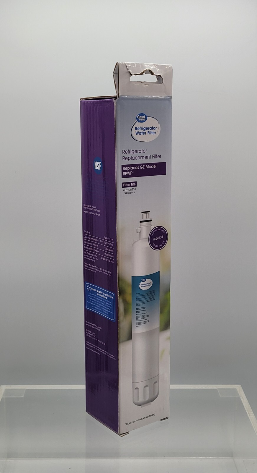 Great Value Refrigerator Water Filter Replaces Ge Model RPWF 6 Month 300 Gallons