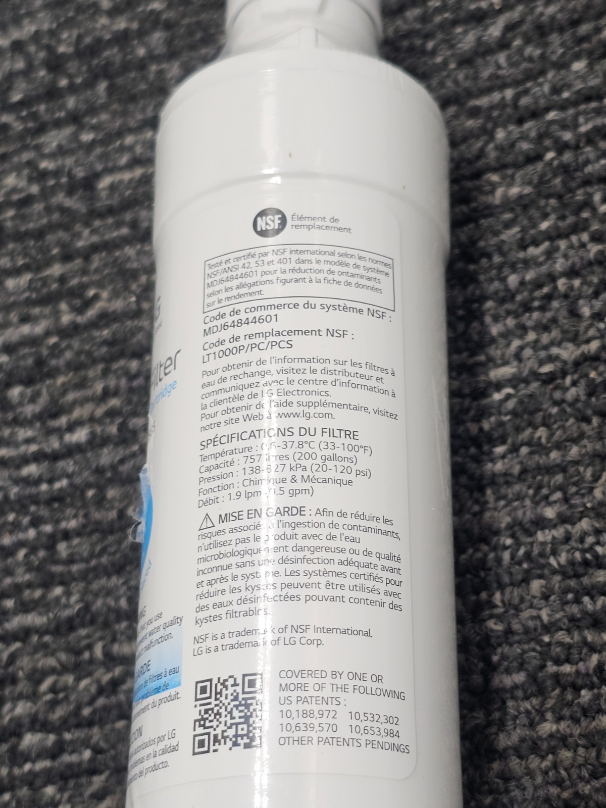 (QTY 2) LG LT1000P PC PCS Replacement Refrigerator Water Filters ADQ747935