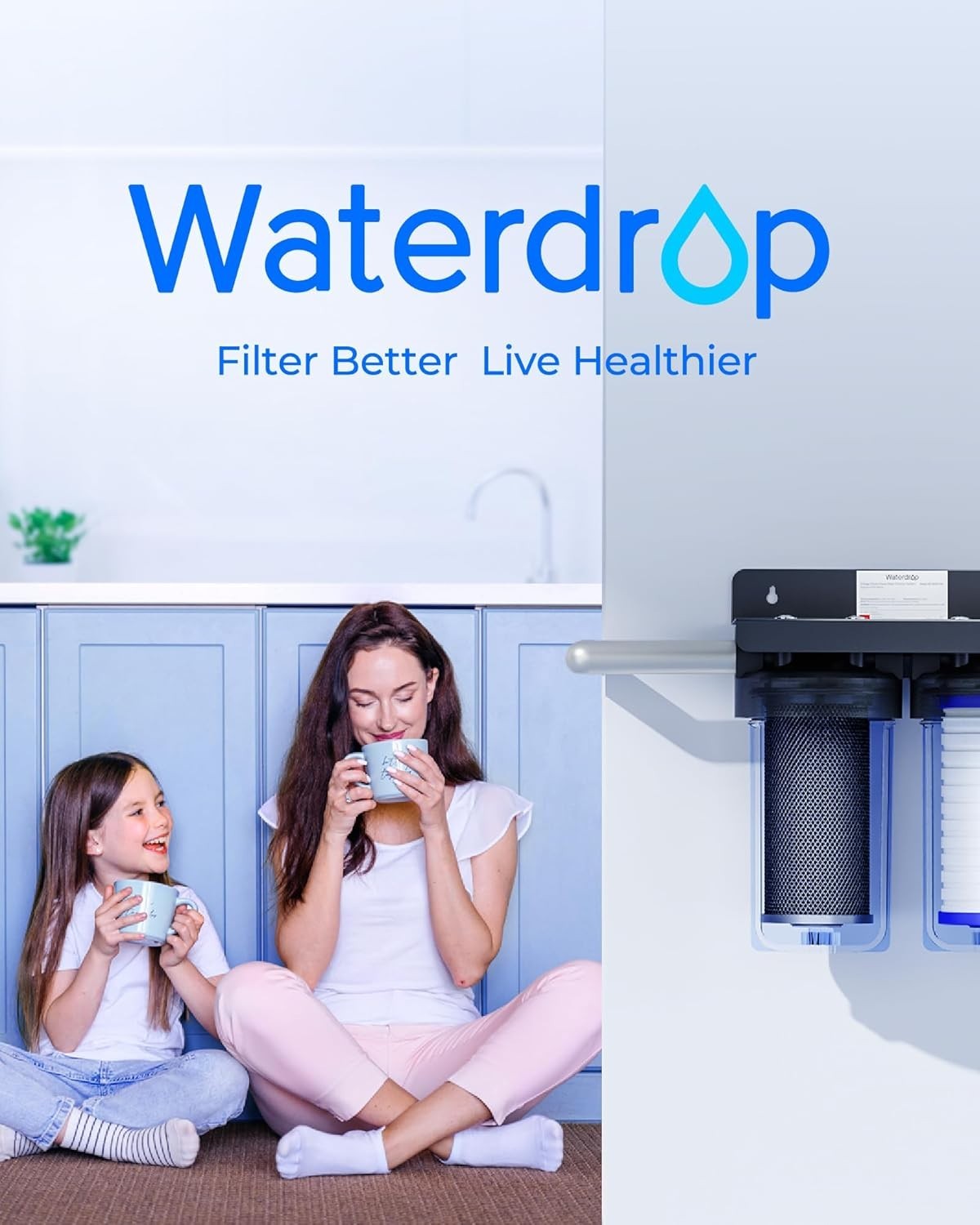 Waterdrop Whole House Water Filter Carbon, Any 10″ x 4.5″ System, 5 Micron