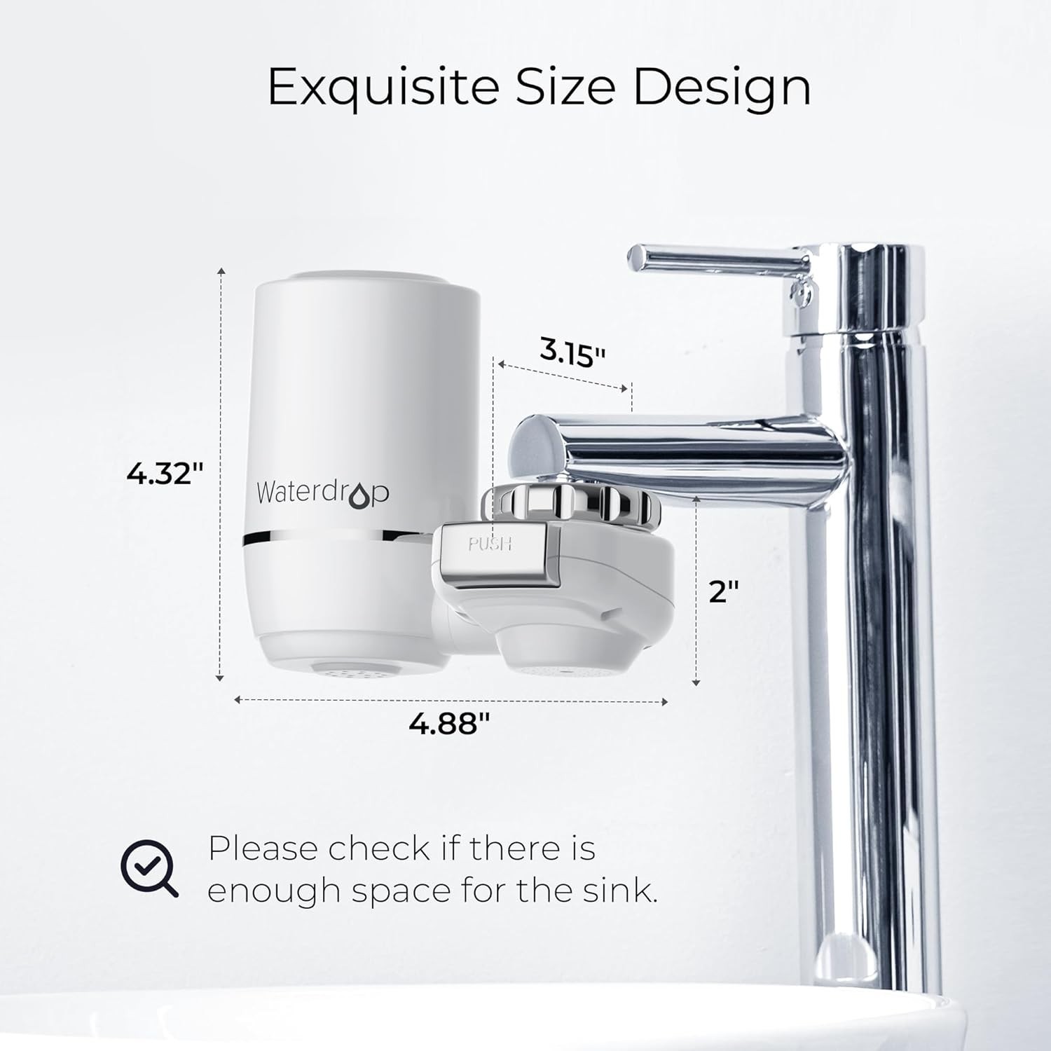 Waterdrop Sink Filter Water Faucet for Skin Care, Bathroom Faucet Filter